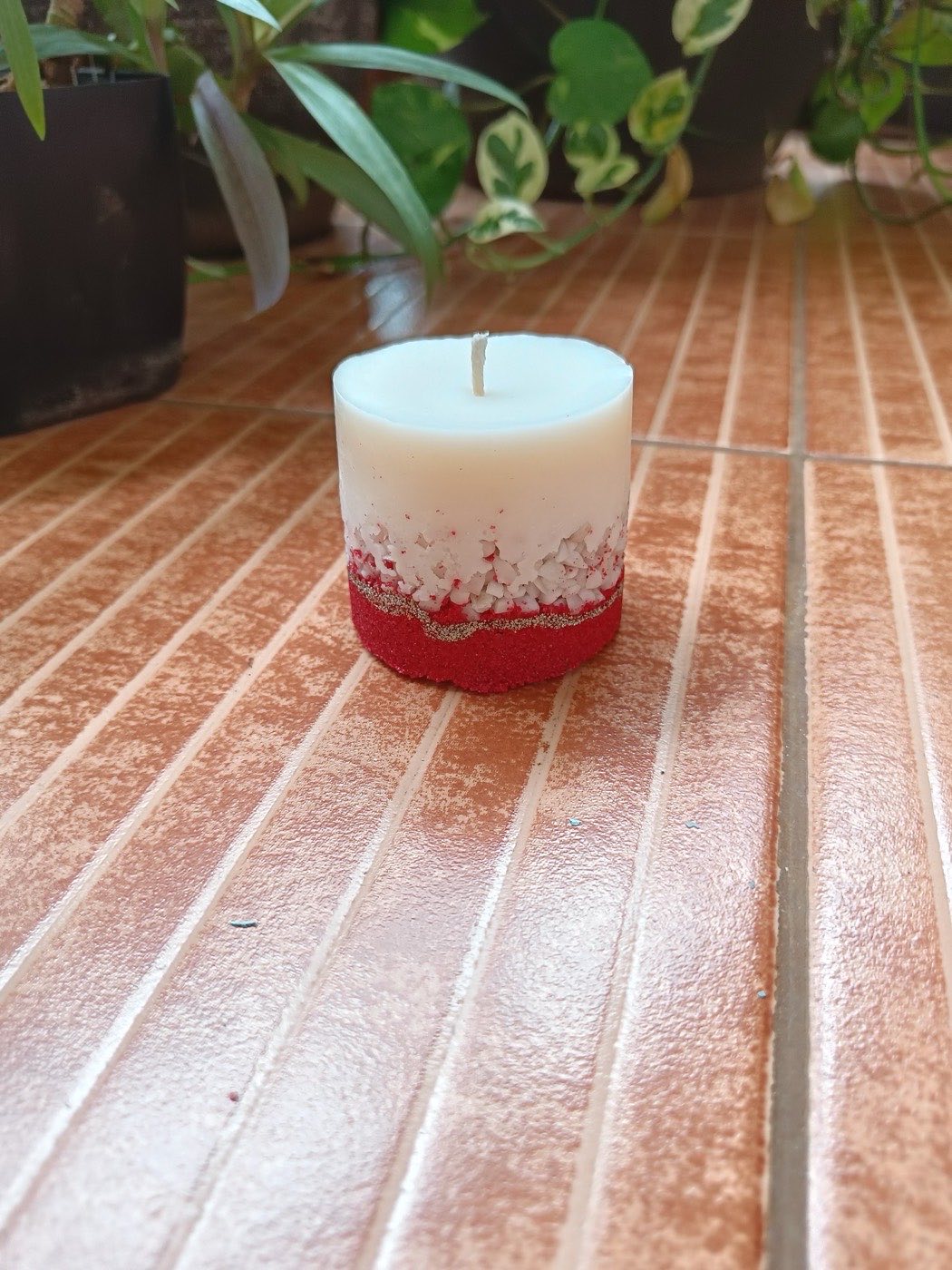 Decorated concrete & stone candle from the Concrete & Stone Candle Masterclass
