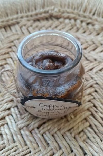 Coffee walnut and sugar scrub whipped soaps, from the Whipped Soap Workshop